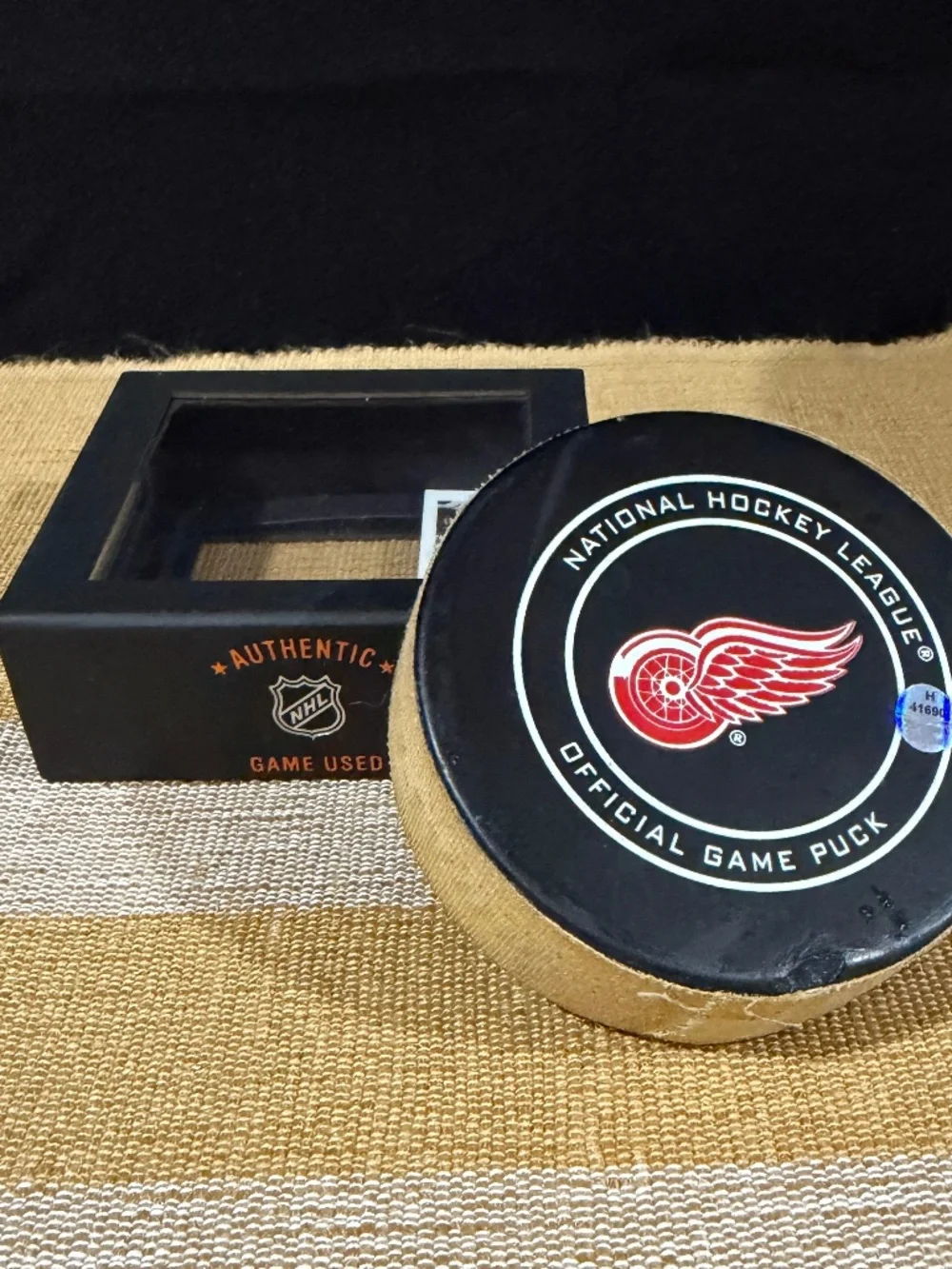 NHL Game-Used Puck Opener Red Wings Vs. New York Rangers 2018